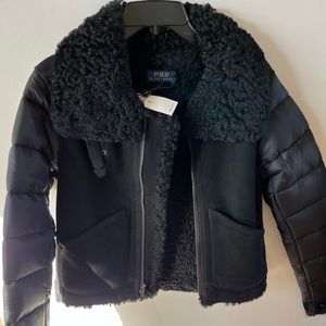 Polo Ralph Lauren Women’s 100% Suede and Shearling Black Bomber Jacket